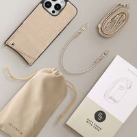 Selencia Coque de télephone Nova Croco avec cordon et porte-cartes Apple iPhone 16 Pro - Beige