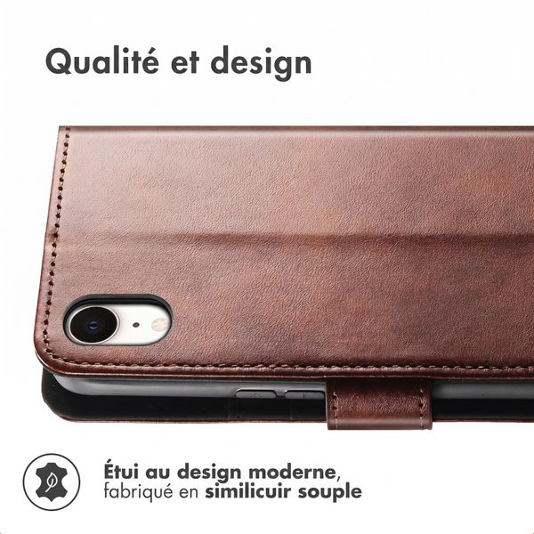 imoshion Étui de télephone portefeuille de luxe Apple iPhone Xr - Marron foncé