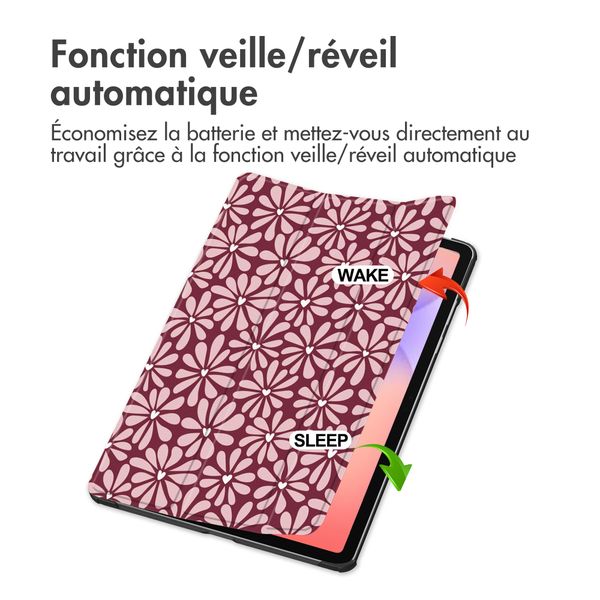 imoshion Coque tablette Design Trifold Samsung Galaxy Tab S9 11.0 pouces / S10 Lite / S10 FE / S9 FE 10.9 pouces - Bloom Love Blush