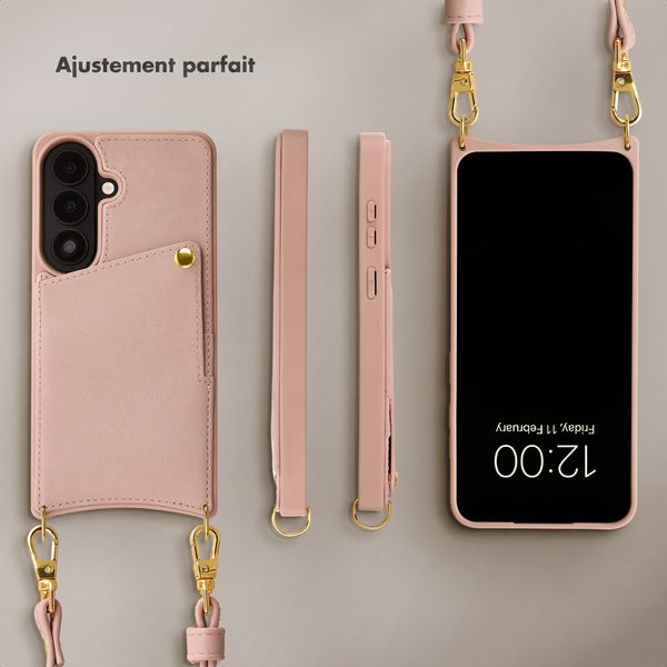 Selencia Coque de télephone Nova avec cordon et porte-cartes Samsung Galaxy S26 - Dusty Rose