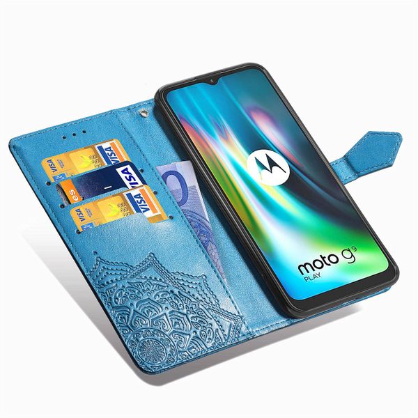 Etui de télephone portefeuille Mandala Motorola Moto E7 Plus / G9 Play - Turquoise