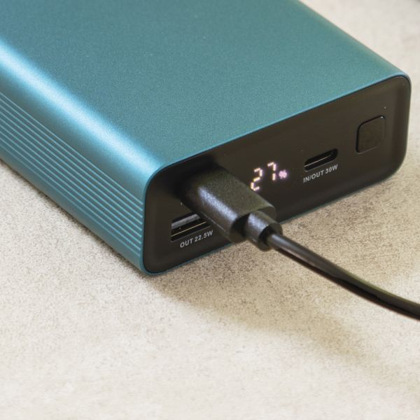 imoshion Ultra Series Aluminium Batterie externe 20.000 mAh - Charge rapide jusqu'à 33 watts - Petrol Green