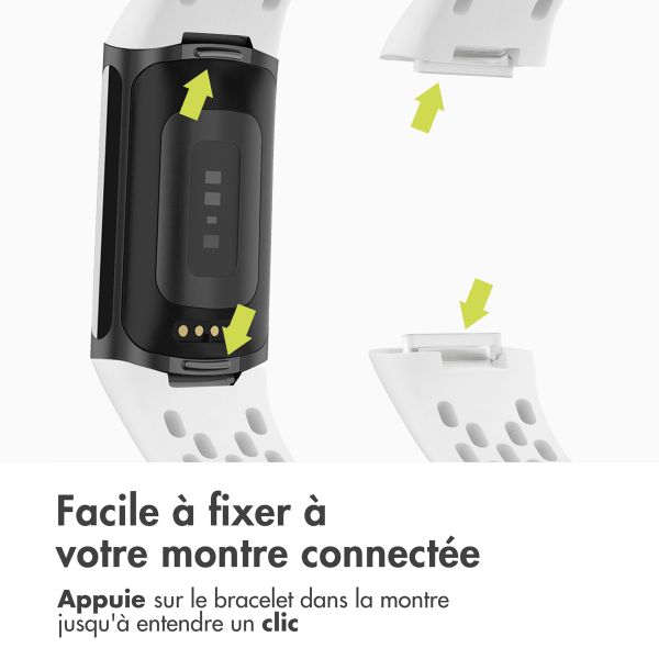 imoshion Bracelet sport en silicone avec boucle Fitbit Charge 5 / 6 - Blanc