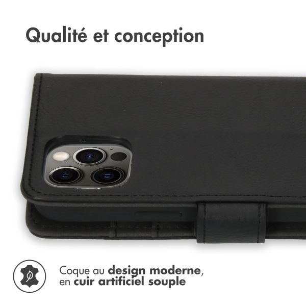 imoshion Étui de télephone portefeuille de luxe Apple iPhone 12 (Pro) - Noir