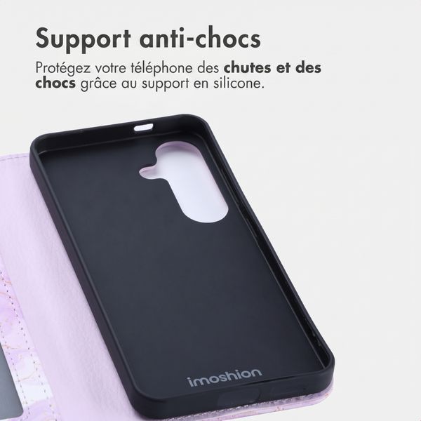 imoshion Étui de télephone portefeuille Design Samsung Galaxy S25 - Purple Marble