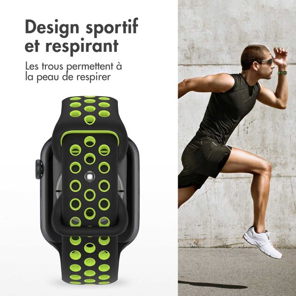 imoshion Bracelet Sport⁺ en silicone Apple Watch | 44/45/46/49 mm - Taille M/L - Black & Yellow
