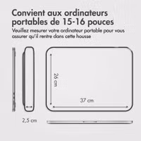 Accezz Pochette ordinateur Leather avec fermeture éclair 15-16 pouces - Noir