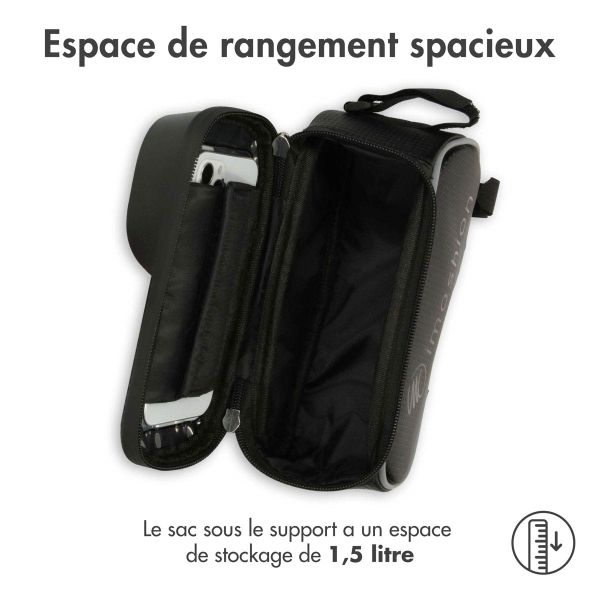 imoshion Support de téléphone pour vélo avec pochette - Cadre de vélo - Universel - Noir
