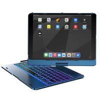 Accezz Bookcase clavier 360 Slim QWERTY Apple iPad 9 (2021) 10.2 pouces / iPad 8 (2020) 10.2 pouces / iPad 7 (2019) 10.2 pouces - QWERTY / NL - Bleu foncé