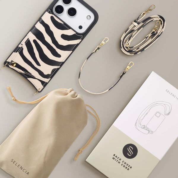 Selencia Coque de télephone Nova avec cordon et porte-cartes Apple iPhone 17 Pro Max - Zazzy Zebra