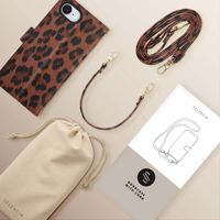 Selencia Étui de télephone portefeuille imprimé léopard Sabi Apple iPhone 17e / 16e - Mocha Brown