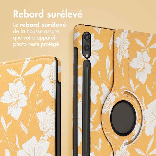 imoshion Coque tablette Design rotatif à 360° Samsung Galaxy Tab S10 Plus / Tab S9 FE Plus / Tab S9 Plus - Yellow Flowers
