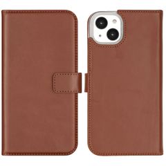 Selencia Étui portefeuille en cuir véritable Apple iPhone 14 Plus - Marron clair