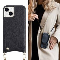 Selencia Coque de télephone Nova avec cordon et porte-cartes Apple iPhone 15 - Noir