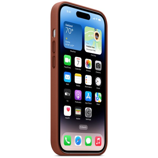 Apple Coque Leather MagSafe Apple iPhone 14 Pro - Umber