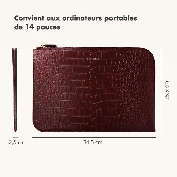 Selencia Pochette ordinateur Croco 14 pouces - Burgundy