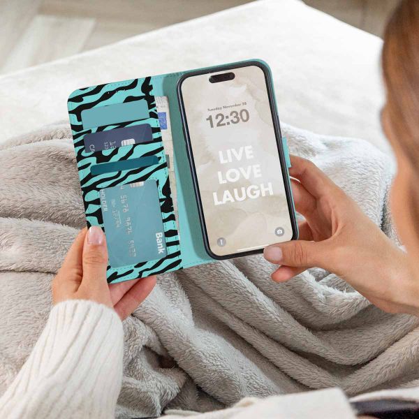 imoshion Étui de télephone portefeuille Design Apple iPhone 11 - Black Blue Stripes
