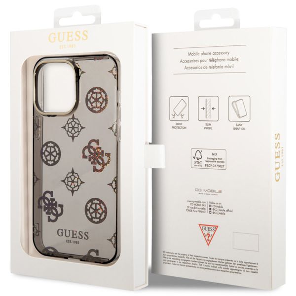 Guess Coque Peony Glitter Apple iPhone 14 Pro Max - Noir