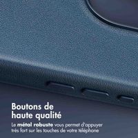 Accezz Coque arrière en cuir avec MagSafe Apple iPhone 16 Pro Max - Nightfall Blue
