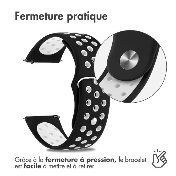imoshion Bracelet sport en silicone  - Connexion universelle 22 mm - Black & White