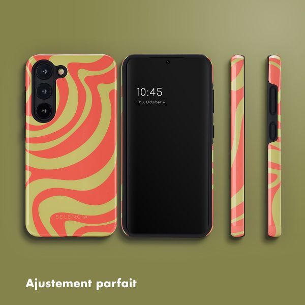 Selencia Coque arrière Vivid Samsung Galaxy S23 - Wavy Swirl Orange Fern