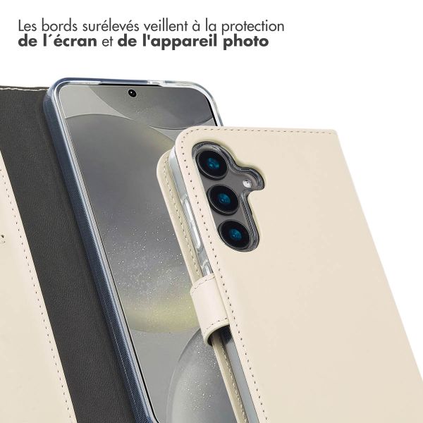 Selencia Étui portefeuille en cuir véritable Samsung Galaxy S25 - Greige