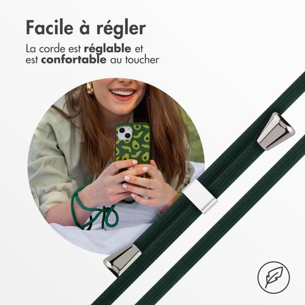 imoshion Coque design en silicone avec cordon Apple iPhone 15 - Avocado Green