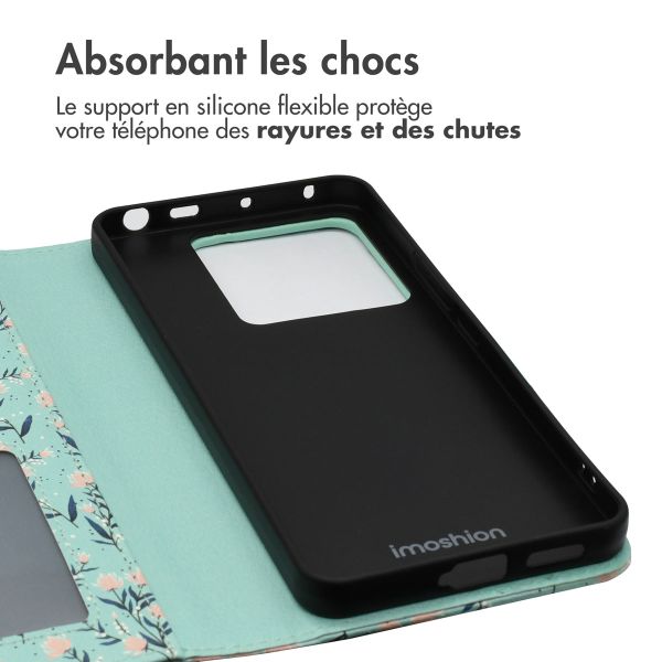 imoshion Étui de télephone portefeuille Design Xiaomi Redmi Note 13 Pro (5G) / Poco X6 - Blue Flowers