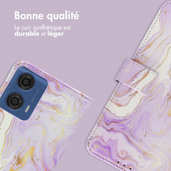 imoshion Étui de télephone portefeuille Design Motorola Moto G04 / G24 - Purple Marble