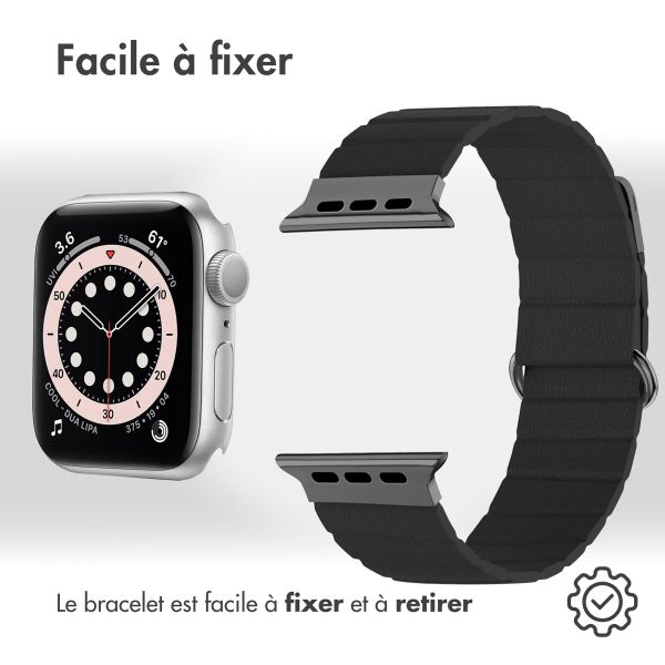 imoshion Bracelet en cuir magnétique Apple Watch | 38/40/41/42 mm - Noir