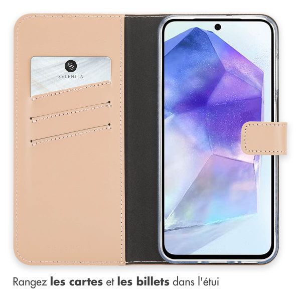Selencia Étui portefeuille en cuir véritable Samsung Galaxy A26 - Dusty Pink