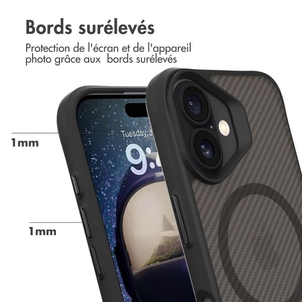 imoshion Rugged Hybrid Carbon Case avec MagSafe Apple iPhone 16 - Noir
