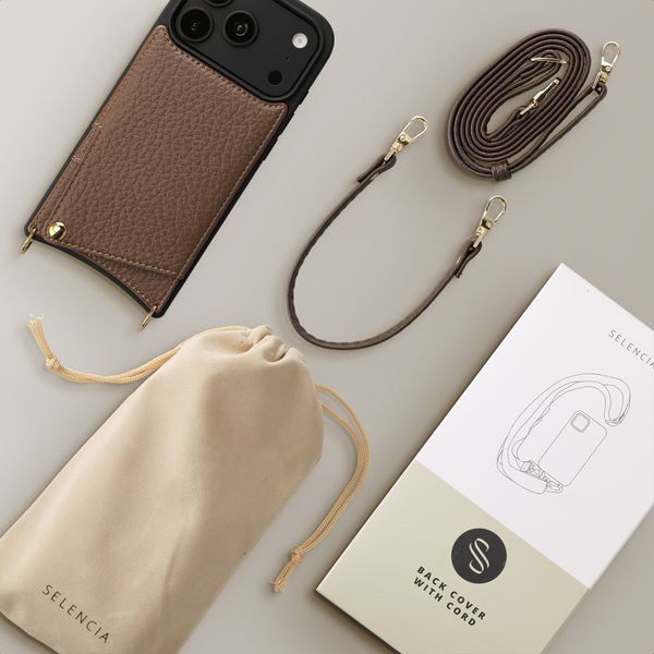 Selencia Coque de télephone Nova avec cordon et porte-cartes Apple iPhone 18 Pro Max / 17 Pro Max - Mocha Brown