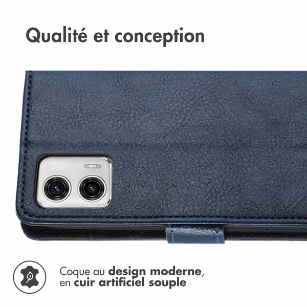 imoshion Étui de télephone portefeuille de luxe Motorola Moto G73 - Bleu foncé