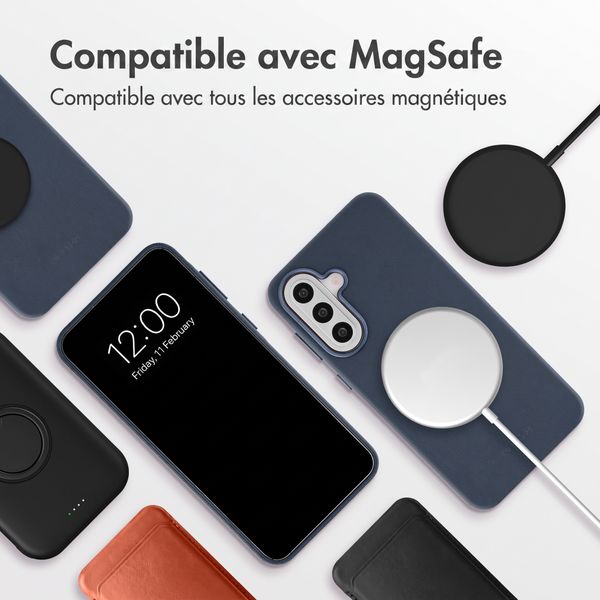 Accezz Coque arrière en cuir avec MagSafe Samsung Galaxy A57 (5G) - Nightfall Blue