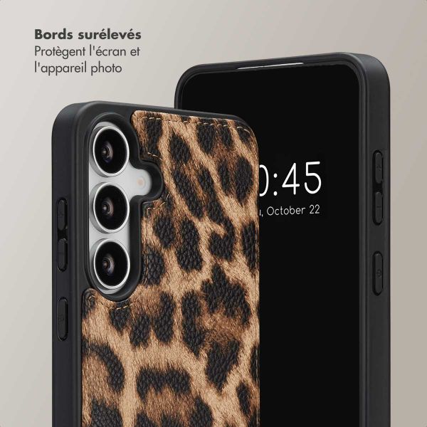 Selencia Coque de télephone Nova avec cordon et porte-cartes Samsung Galaxy S25 FE - Leopard