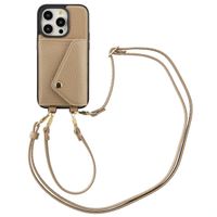 Selencia Coque de télephone Sera avec cordon et porte-cartes enveloppe Apple iPhone 14 Pro - Taupe