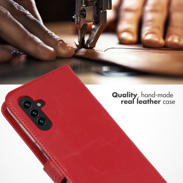 Selencia Étui portefeuille en cuir véritable Samsung Galaxy A13 (5G) / A04s - Rouge