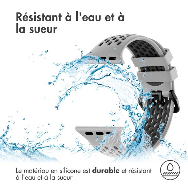 imoshion Bracelet sport en silicone avec boucle Apple Watch | 38/40/41/42 mm - Grey / Black