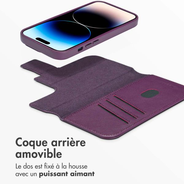 Accezz Étui de télephone portefeuille en cuir 2-en-1 avec MagSafe Apple iPhone 14 Pro - Heath Purple