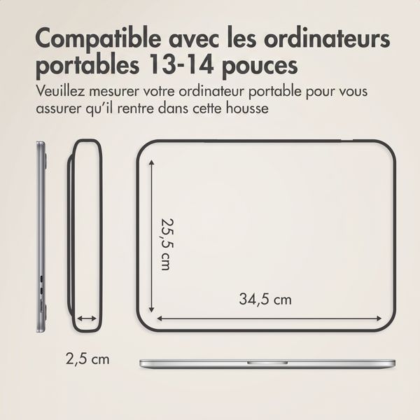Accezz Pochette ordinateur Leather avec fermeture éclair 13-14 pouces - Cognac