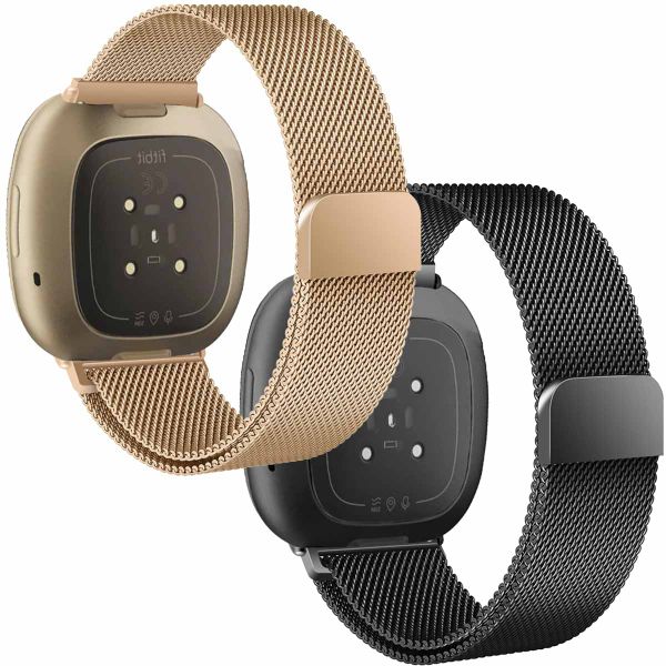 imoshion Bracelet milanais montre multipack Fitbit Versa 4 / 3 / Sense (2) - Noir & Rose