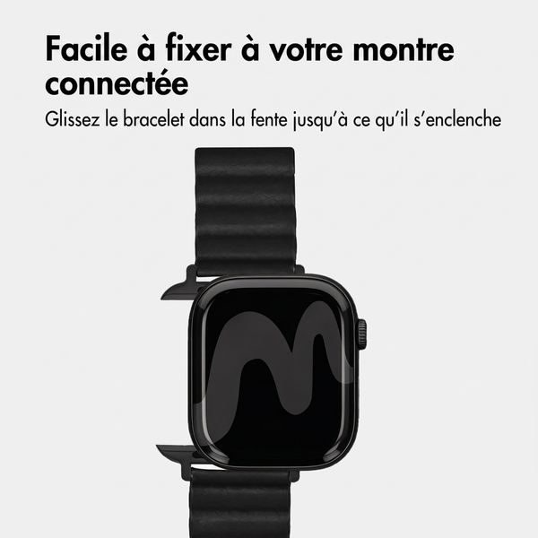 imoshion Bracelet magnétique en cuir synthétique Apple Watch | 44/45/46/49 mm - Noir