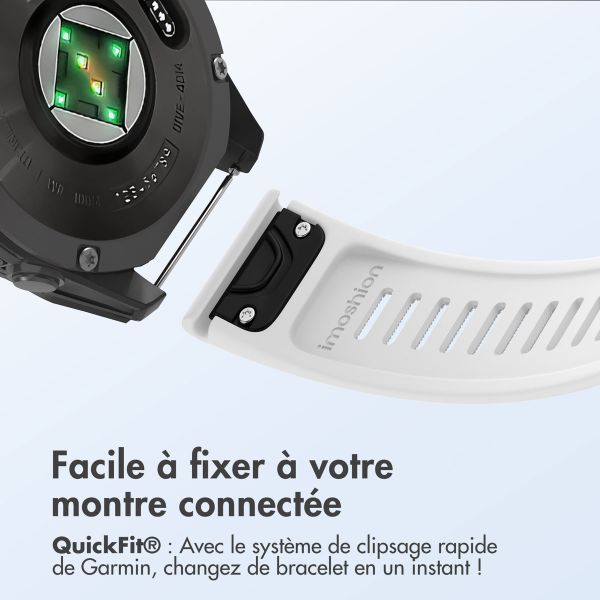 imoshion Bracelet QuickFit® Stripe en silicone  - Connexion Garmin 22 mm - Blanc