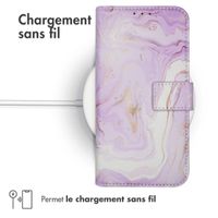 imoshion Étui de télephone portefeuille Design Samsung Galaxy A41 - Purple Marble