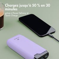 imoshion Batterie externe 20 000 mAh - Chargeur rapide 22,5 W - USB-C / USB-A - Lilas
