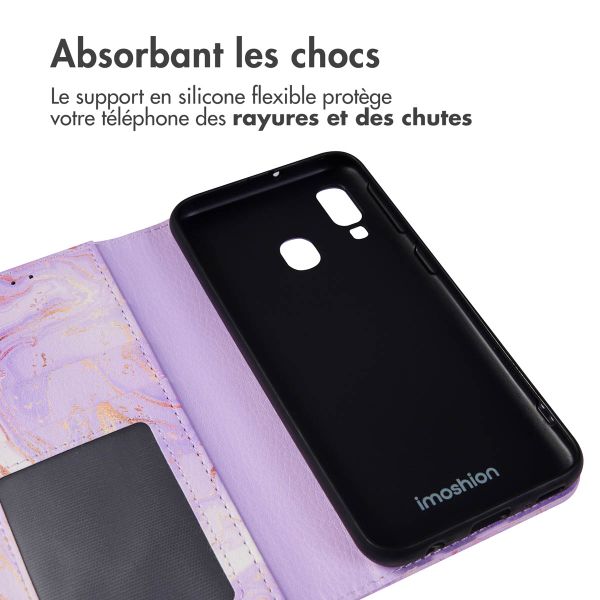 imoshion Étui de télephone portefeuille Design Samsung Galaxy A40 - Purple Marble