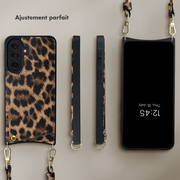 Selencia Coque de télephone Nova avec cordon et porte-cartes Samsung Galaxy A37 (5G) - Leopard