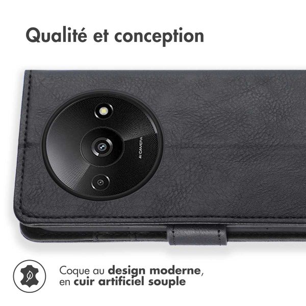 imoshion Étui de télephone portefeuille de luxe Xiaomi Redmi A3 - Noir