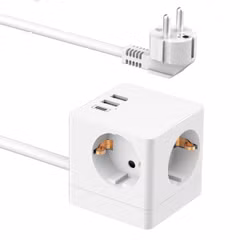 Accezz PowerCube Strip | 6-en-1 - 1x USB-C + 2x USB-A + 3x prise - 4000 watts - Blanc